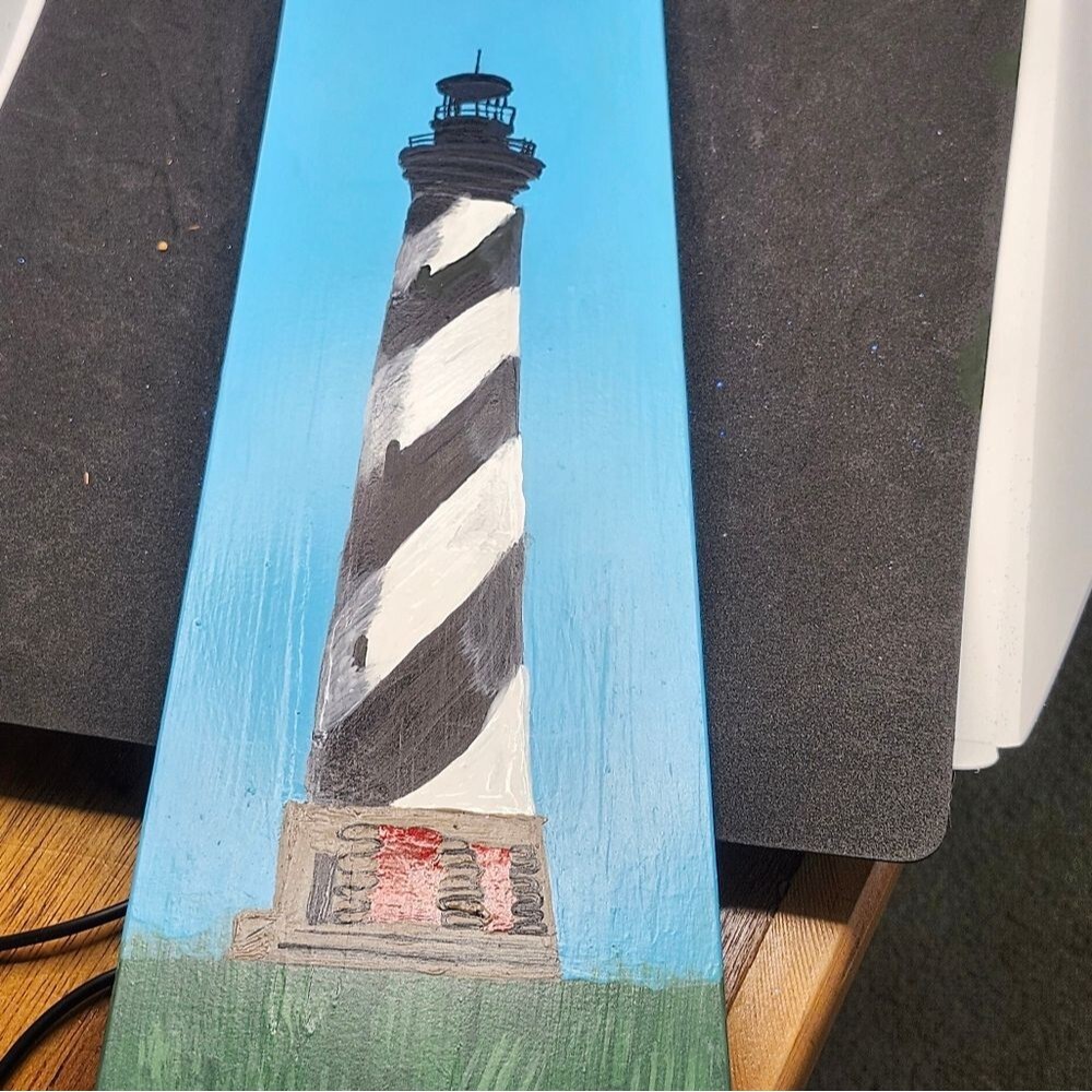 Hand Crafted Cape Hatteras Lighthouse Painting Art Picture Ocean Landscape - Picture 10 of 14